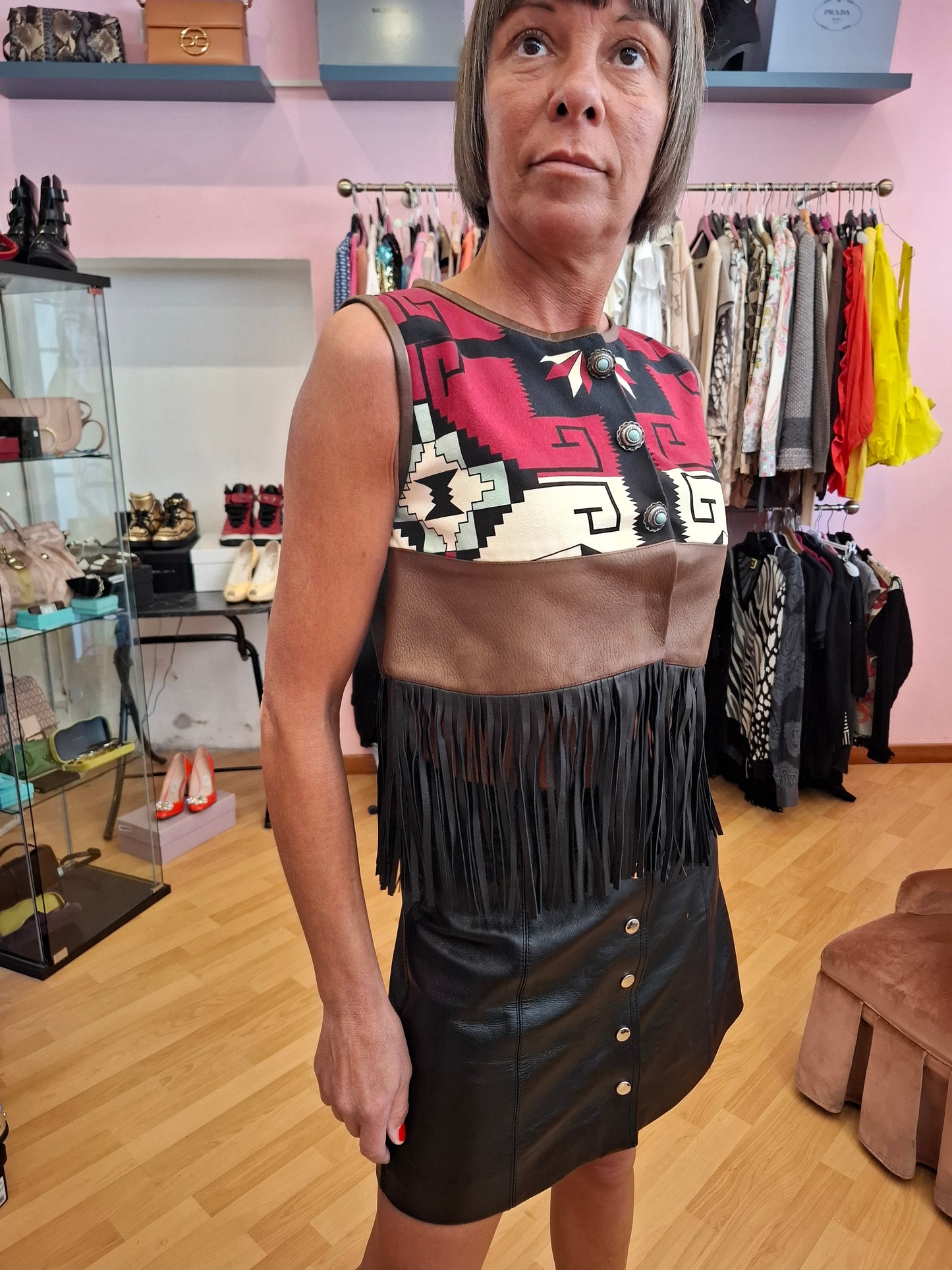 Gilet frange Fausto Puglisi tg 38 pelle