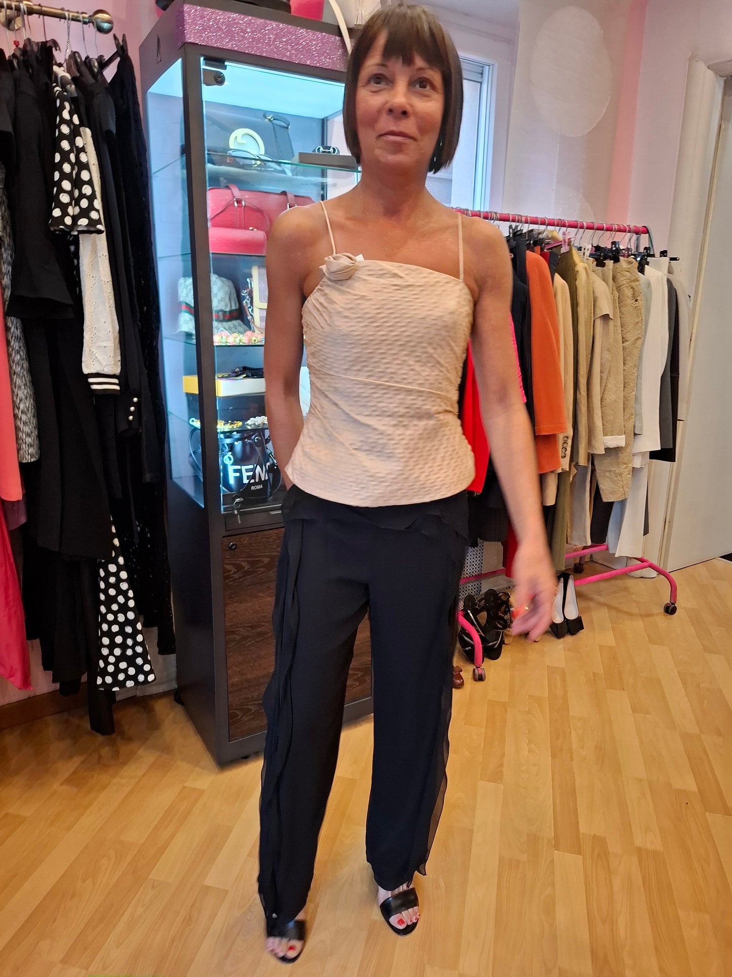 Pantalone pura seta tg40 Giorgio Armani volant