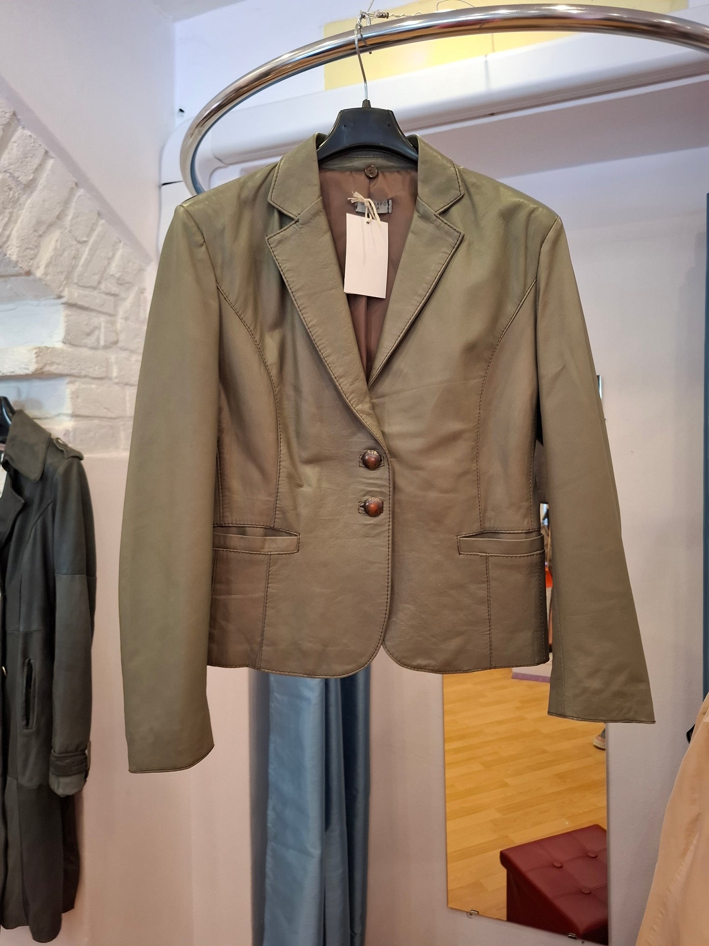 Giacca pelle Guarapo verde oliva tg 46 ridotta