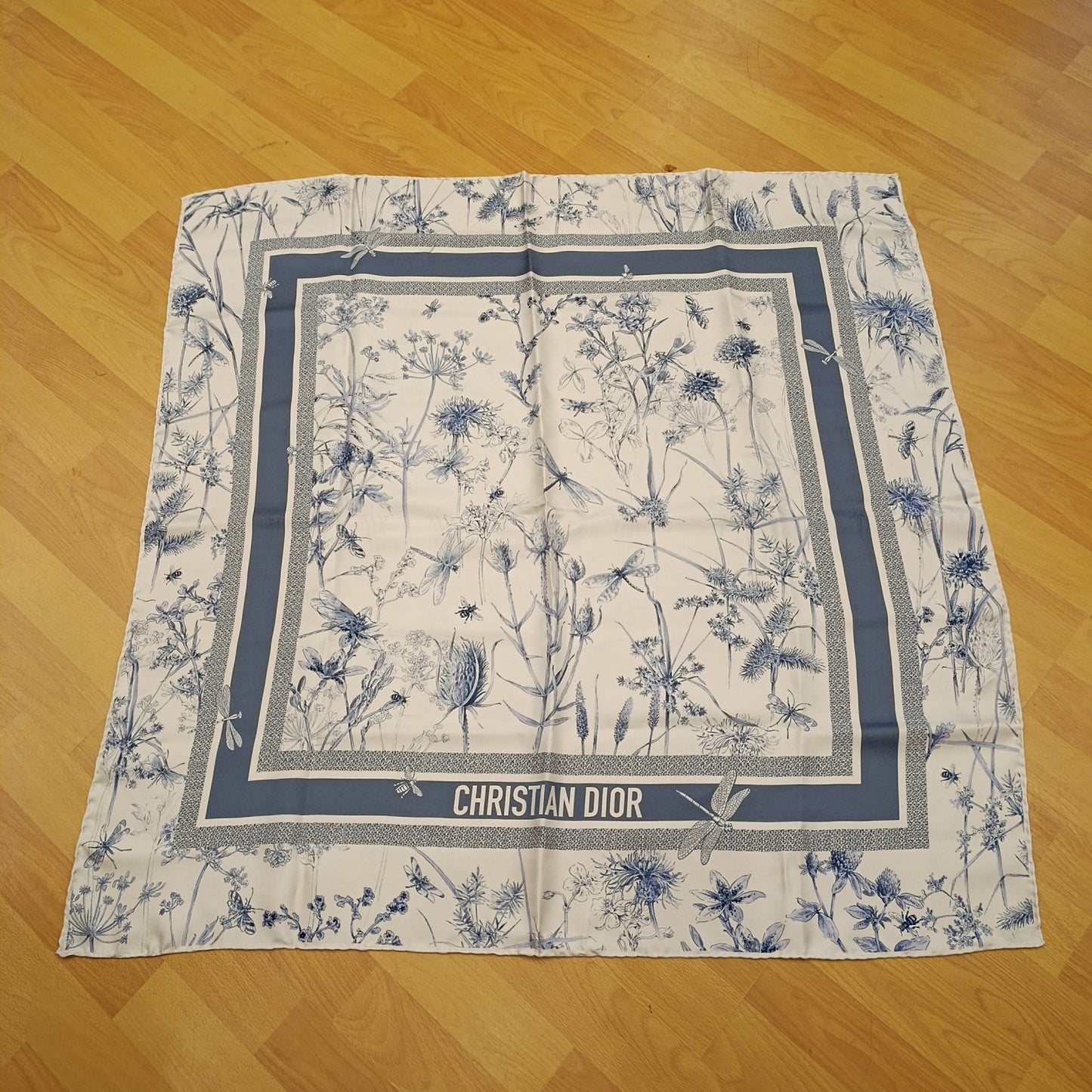Foulard Dior in seta turchese e bianco
