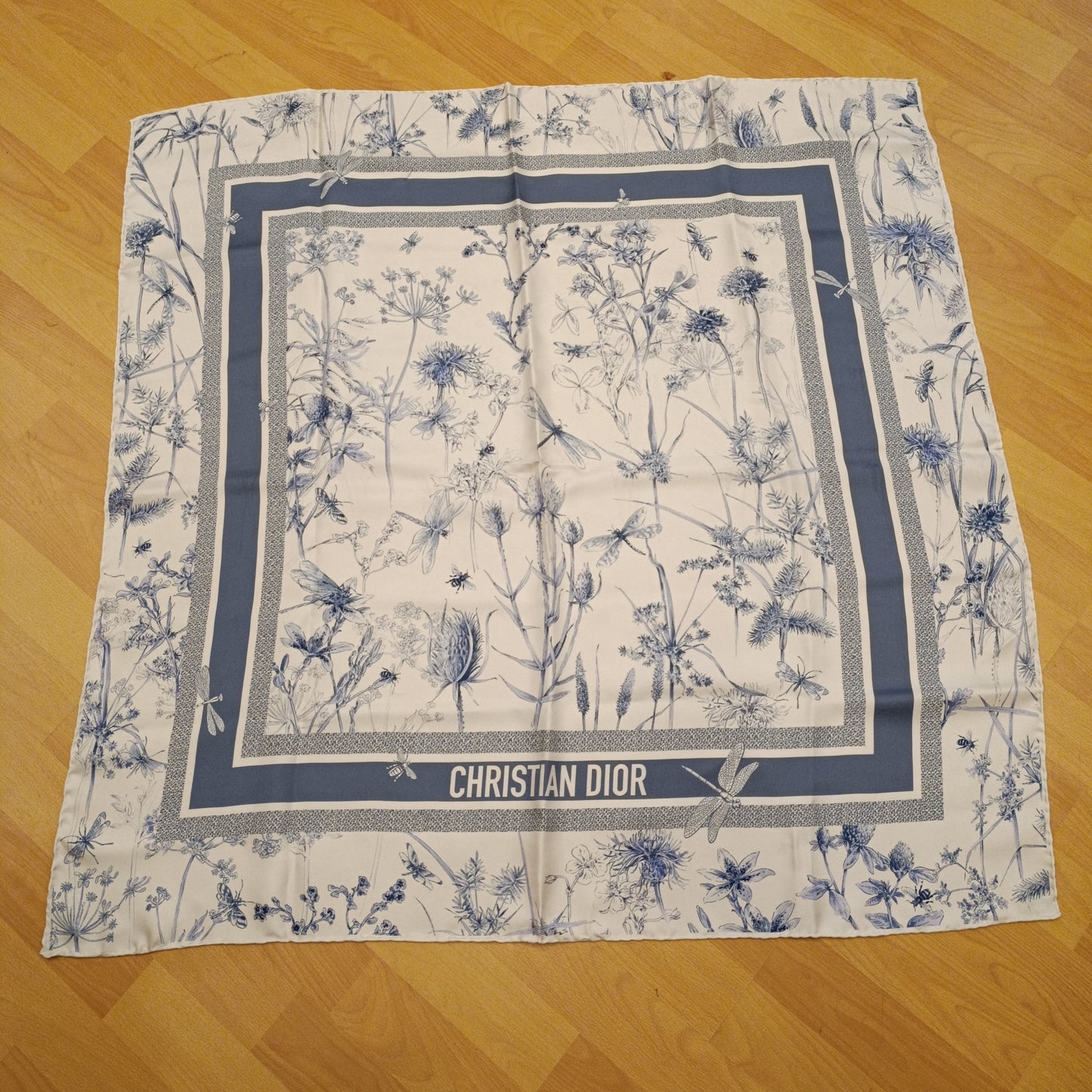 Foulard Dior in seta turchese e bianco