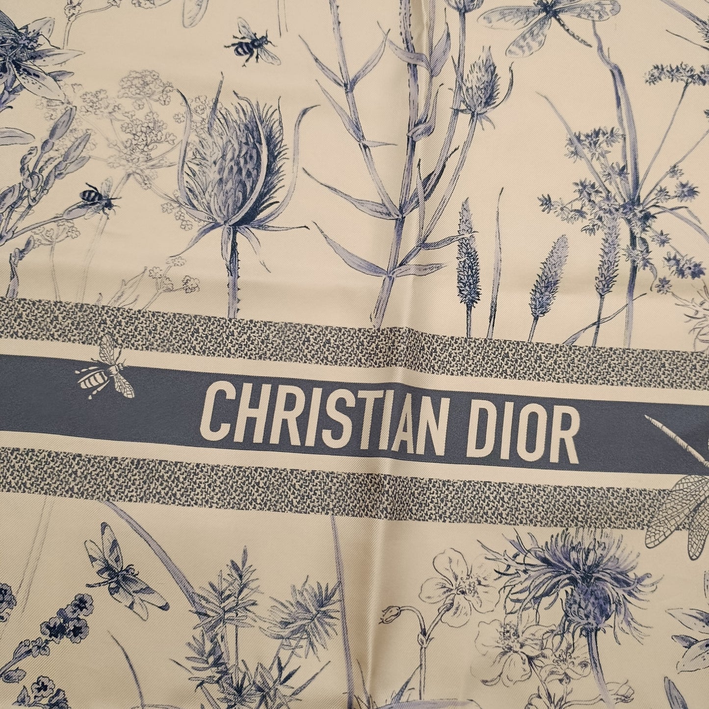 Foulard Dior in seta turchese e bianco