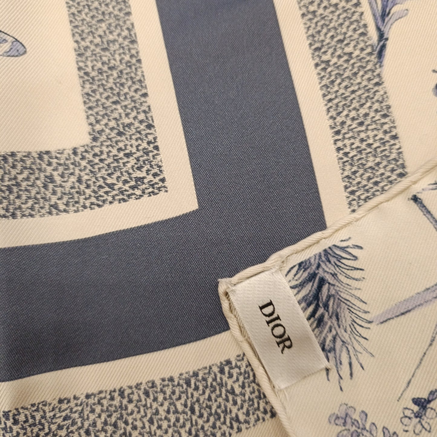Foulard Dior in seta turchese e bianco