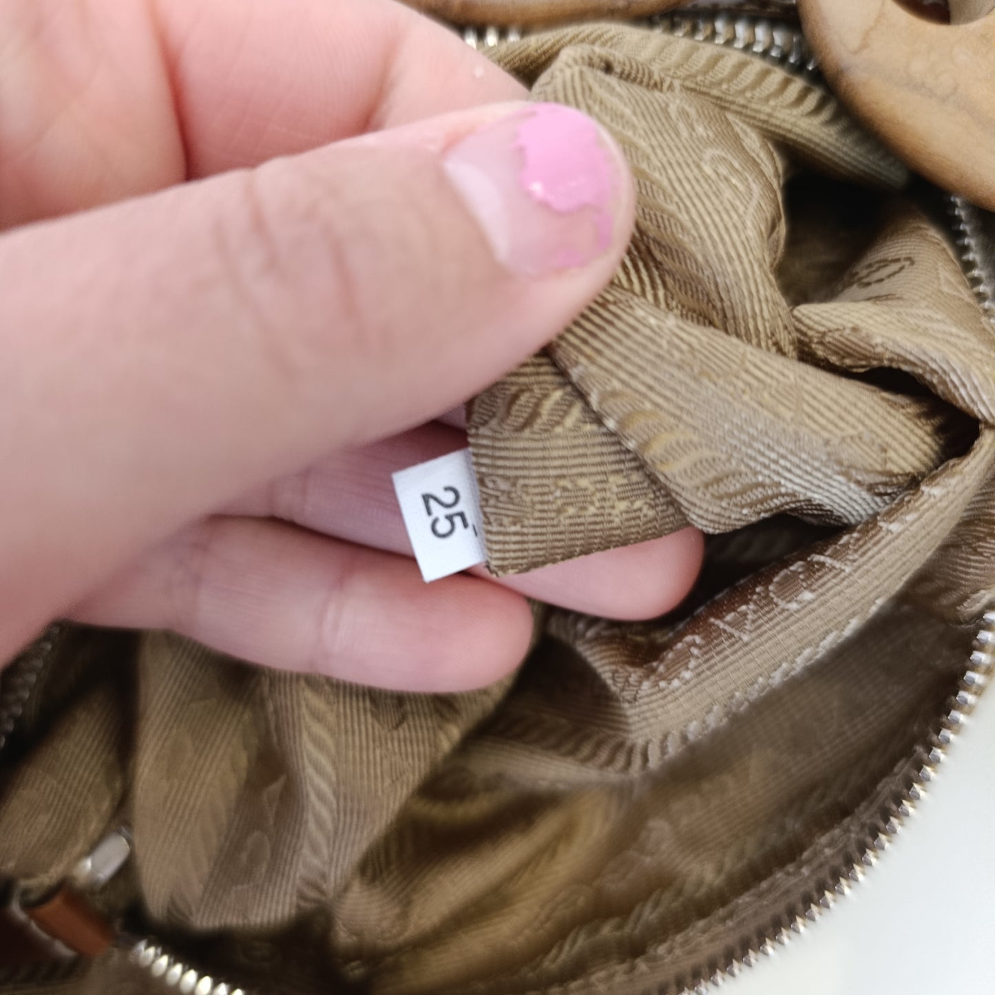Borsa Prada marrone insertinin legno