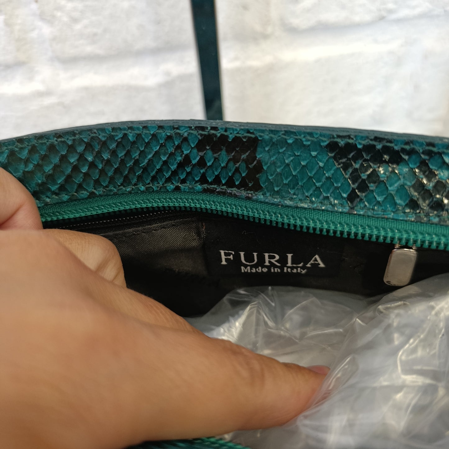 Borsa Furla verde in vera pelle