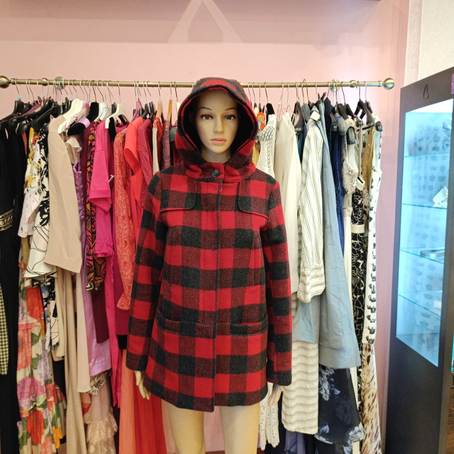 Cappotto Woolrich rosso e nero tg S