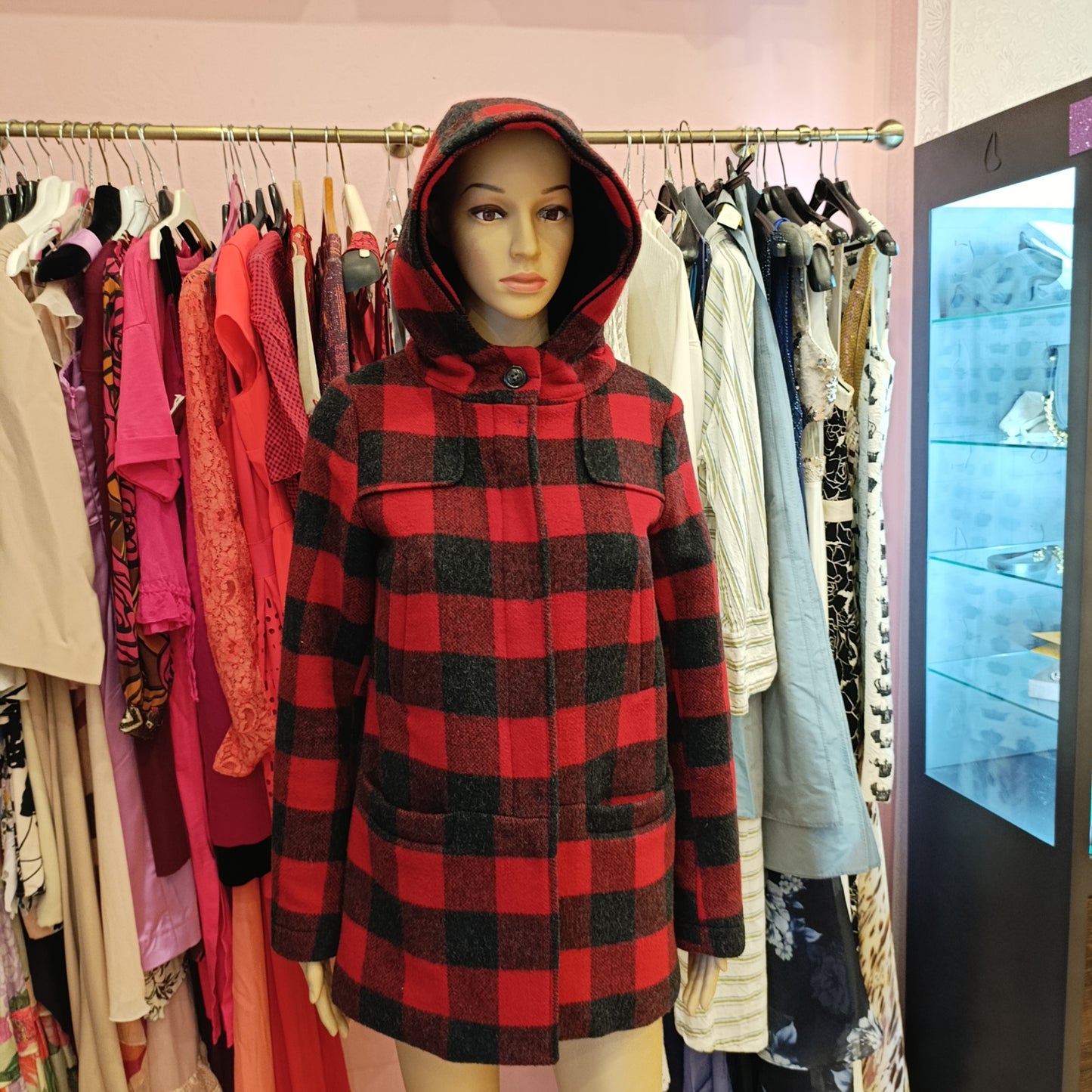 Cappotto Woolrich rosso e nero tg S