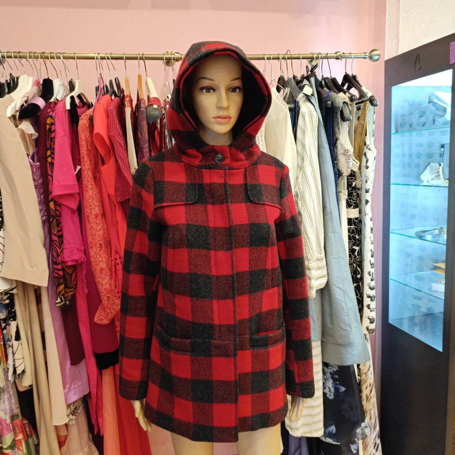 Cappotto Woolrich rosso e nero tg S