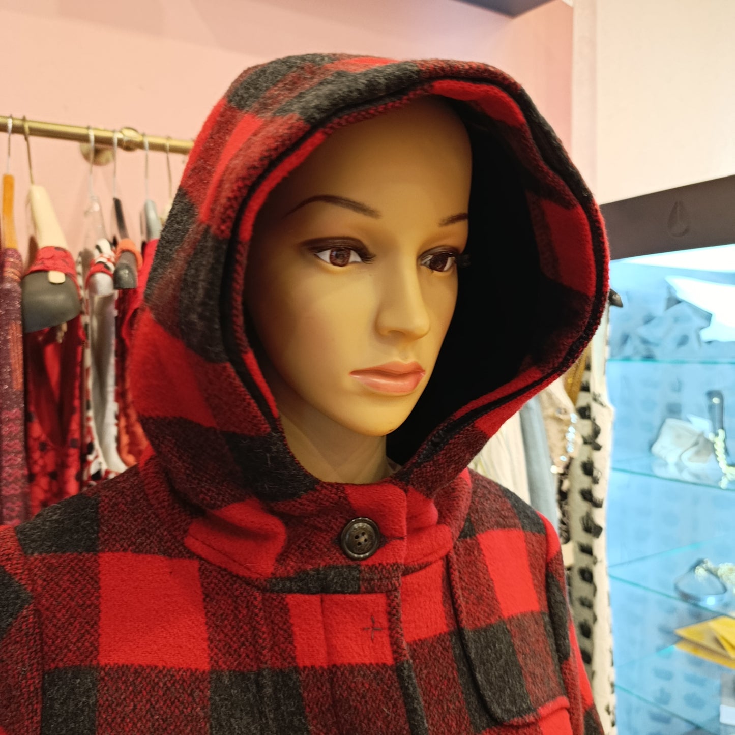 Cappotto Woolrich rosso e nero tg S