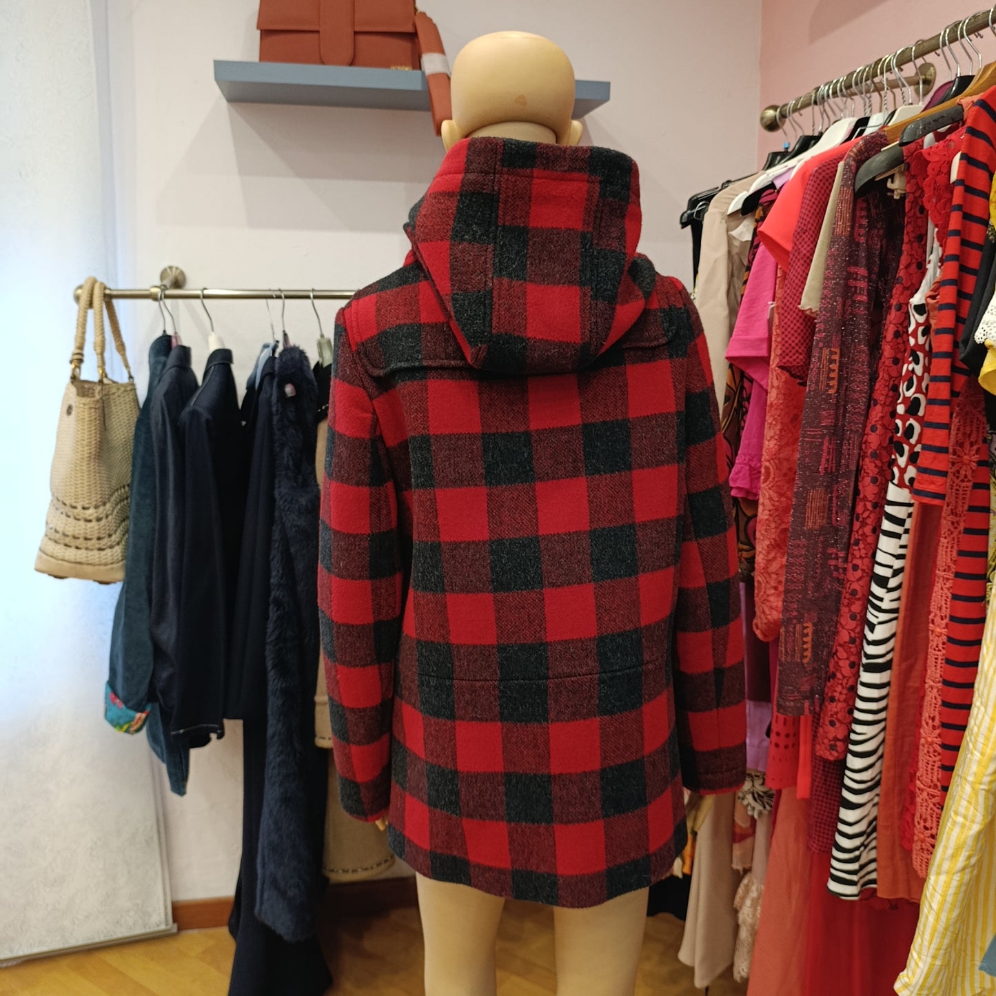 Cappotto Woolrich rosso e nero tg S