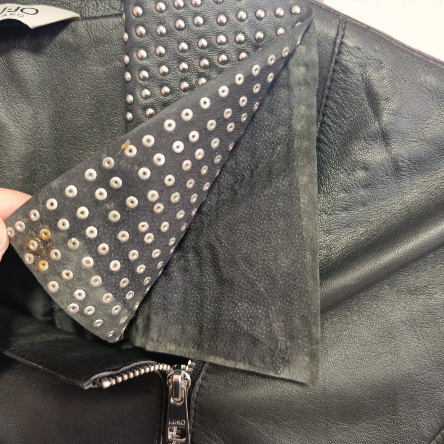 Giacca pelle Liu Jo con borchiette sul colletto tg 42