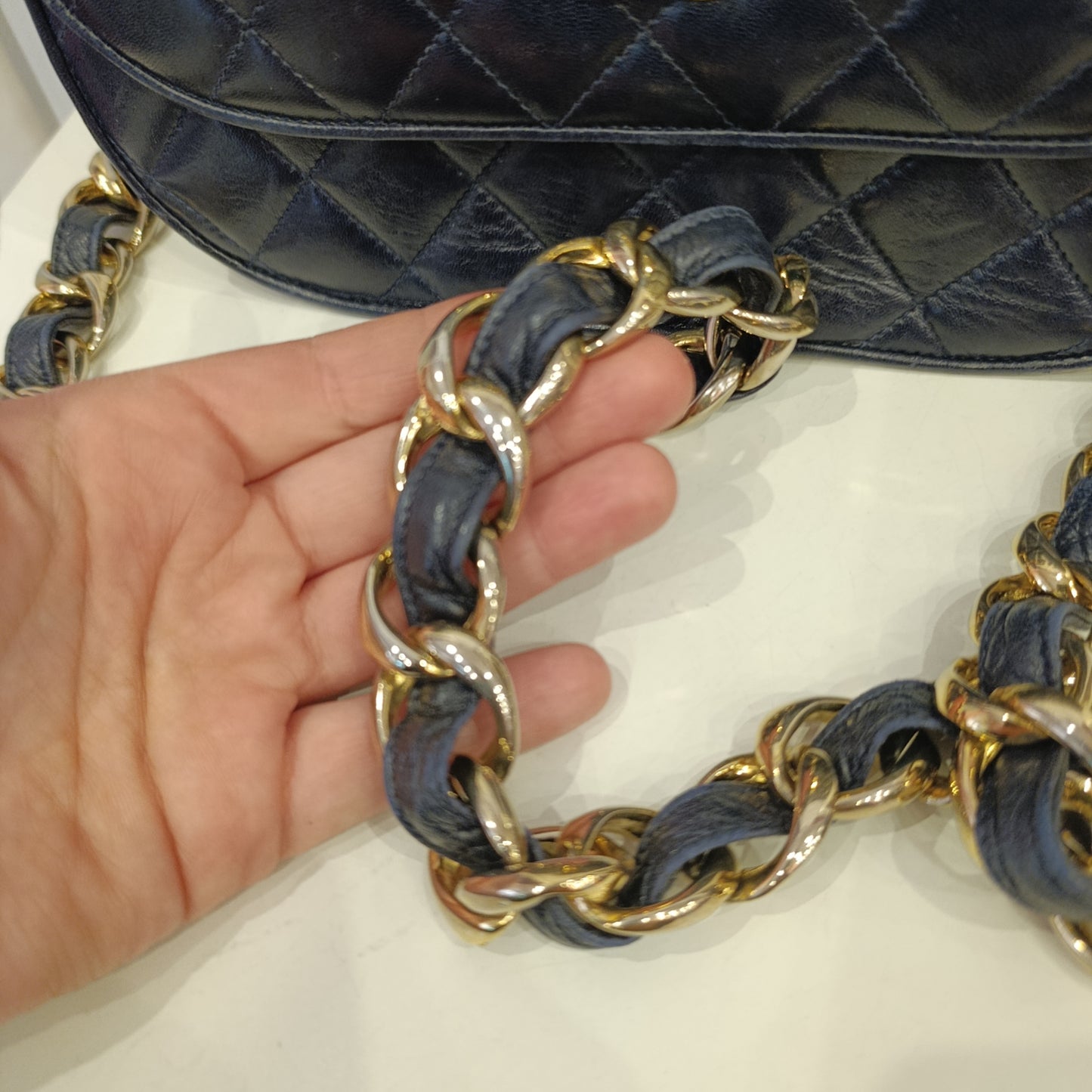 Borsa Chanel vintage blu notte
