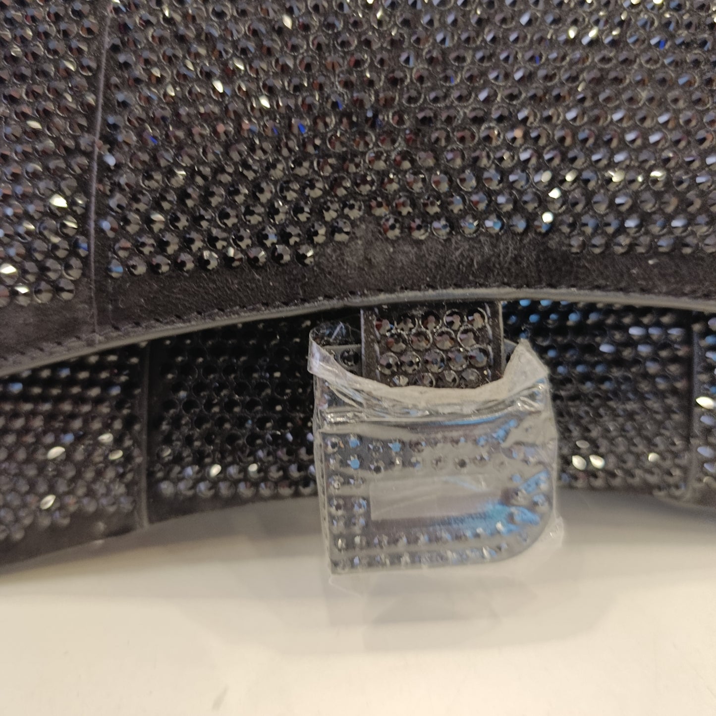Borsa Balenciaga Hourglass xs con strass nera