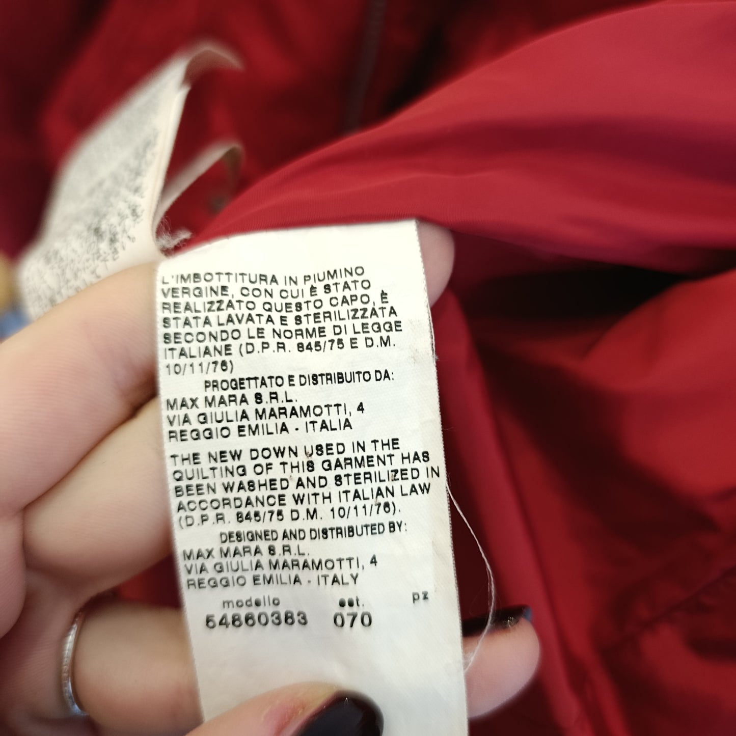 Piumino rosso MaxMara tg 44