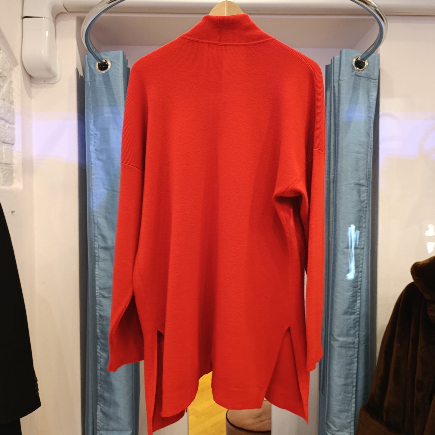 Maxi cardigan rosso puro cashemere tg M over