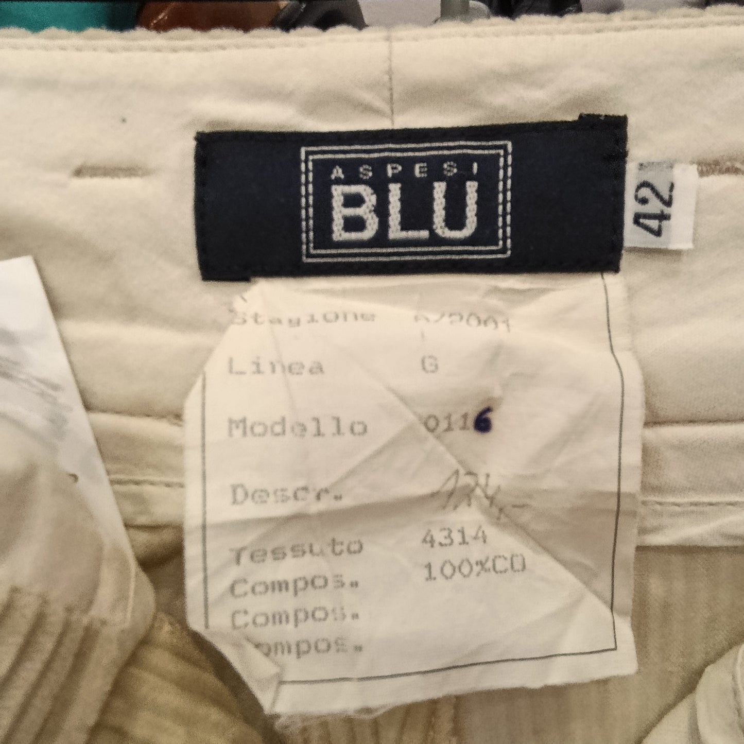 Pantalone a costine beige Aspesi tg 42