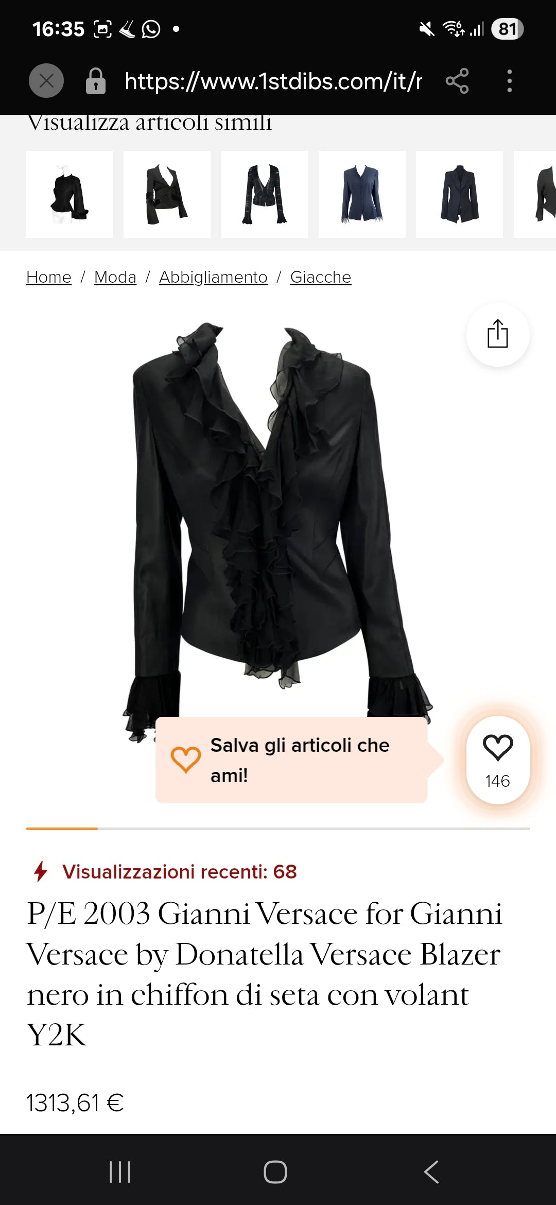 Giacca Gianni Versace Couture tg 42