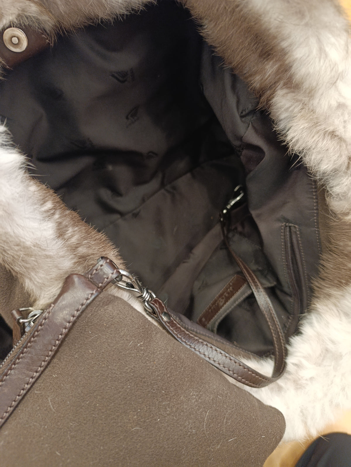 Borsa Hogan marrone con pelliccia