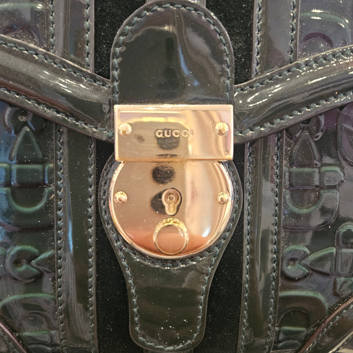 Borsa a spalla Gucci Patent Horsebit