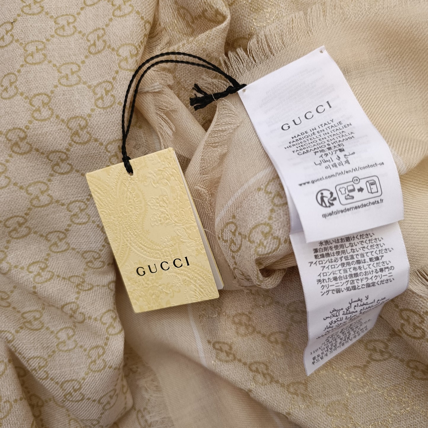 Sciarpa Gucci colorazione panna nuova con cartellino