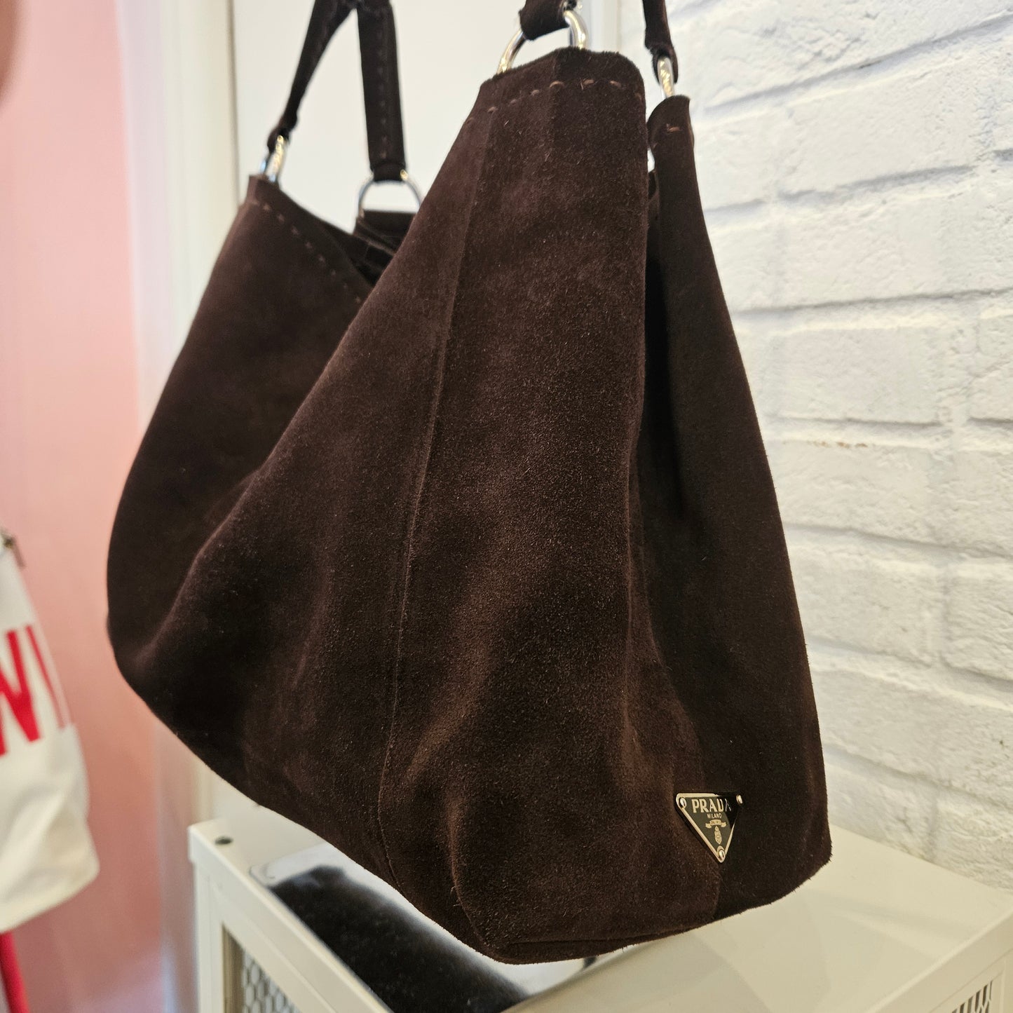 Borsa Prada in camoscio