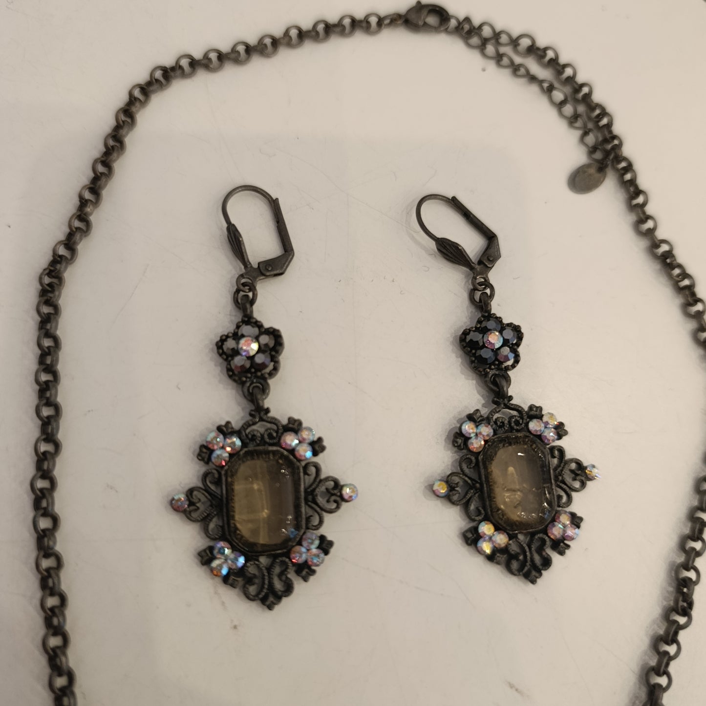 Parure collana e orecchini in argento con Swarovski