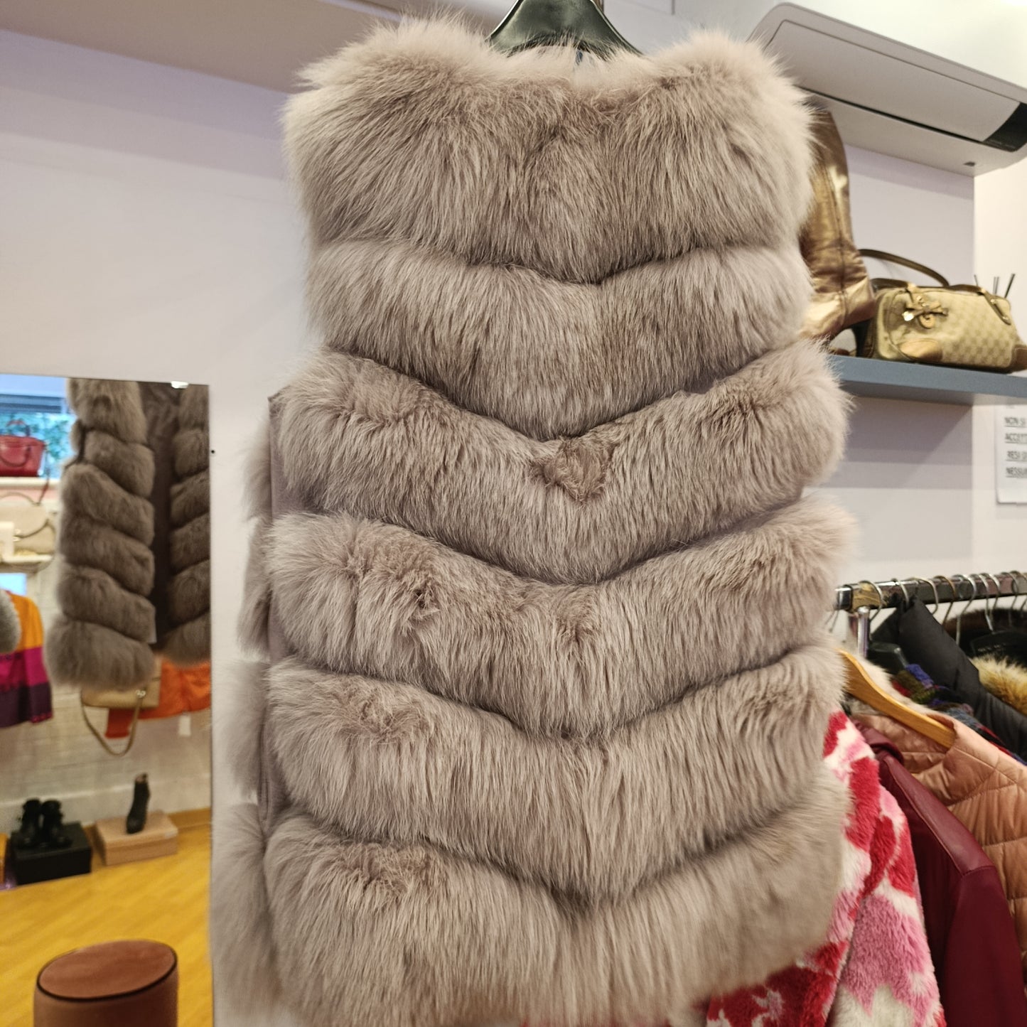 Gilet di volpe lilla tg unica