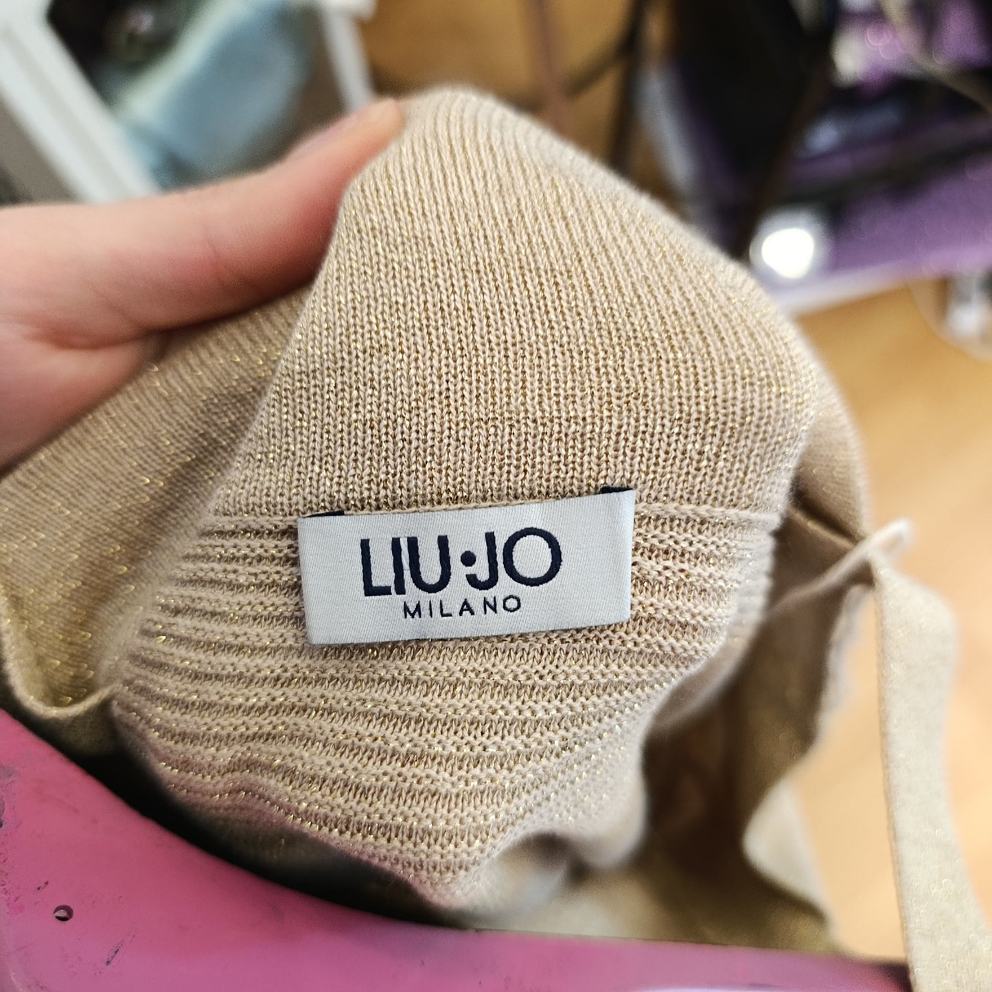 Top Liu Jo tg S/M beige e dorato