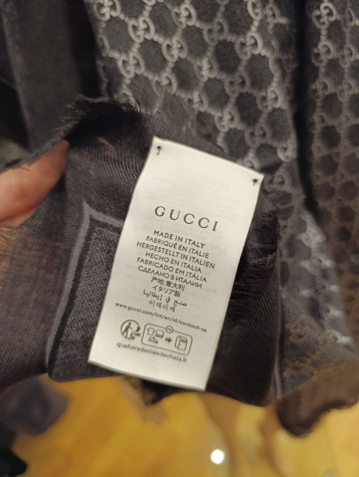 Sciarpa Gucci monogram nera e argento