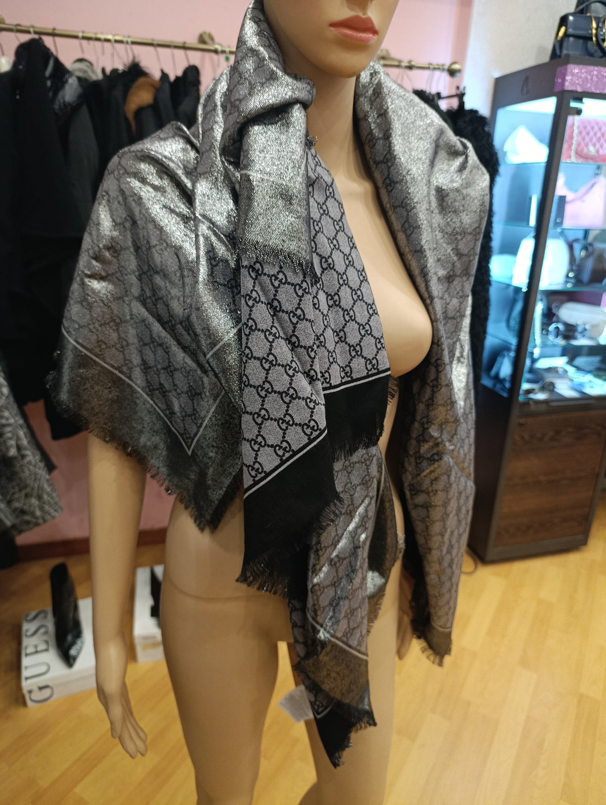 Sciarpa Gucci double face grigia