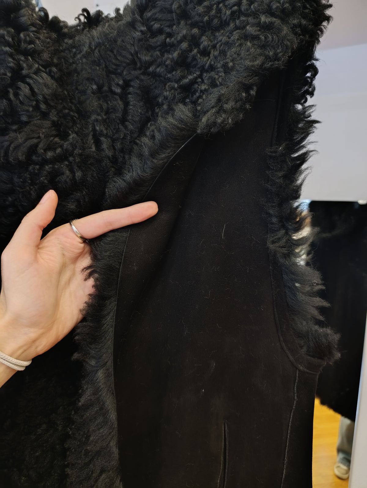 Pelliccia di agnellino e camoscio double face taglia unica