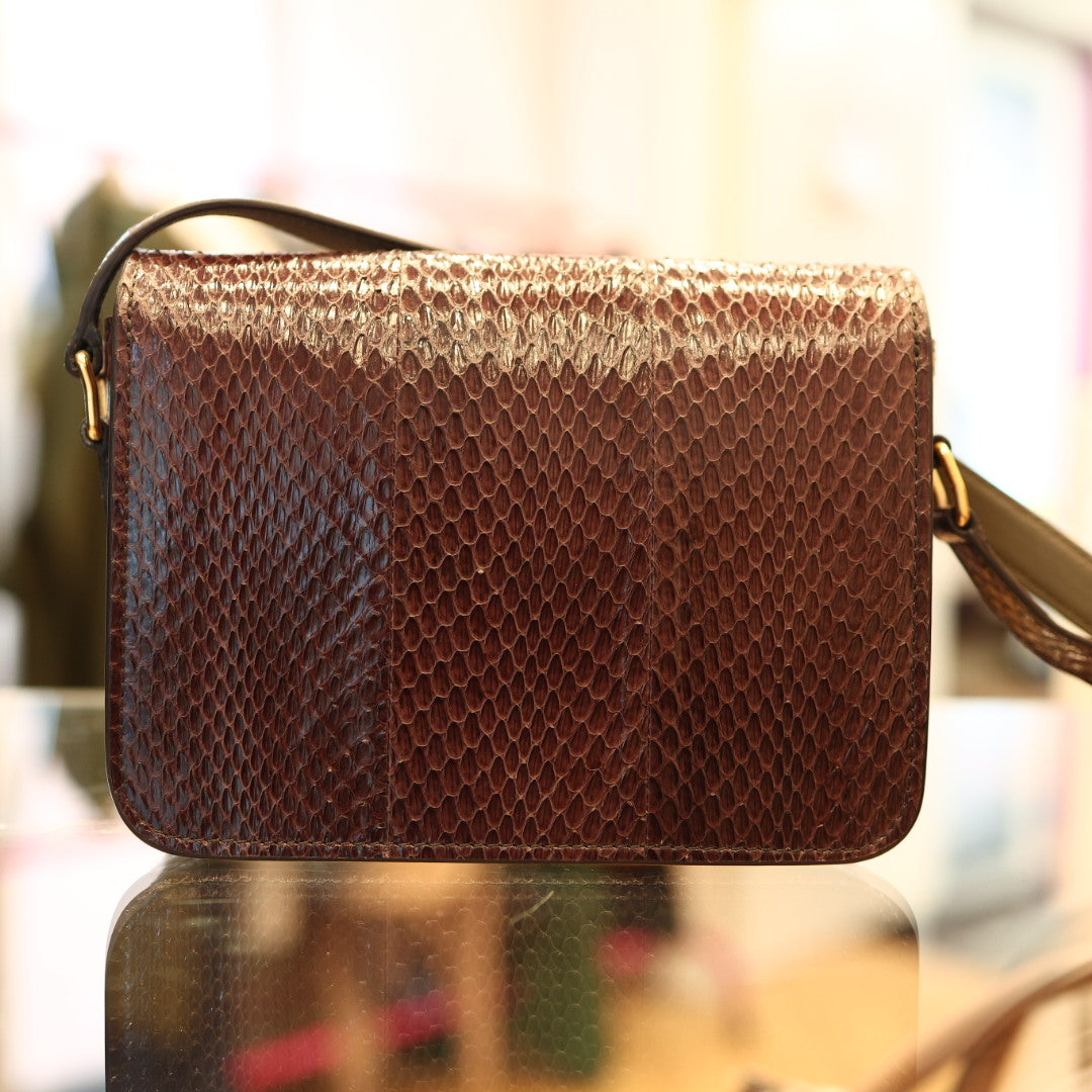 Borsa Celine Teen Triomphe in Pelle Esotica Marrone
