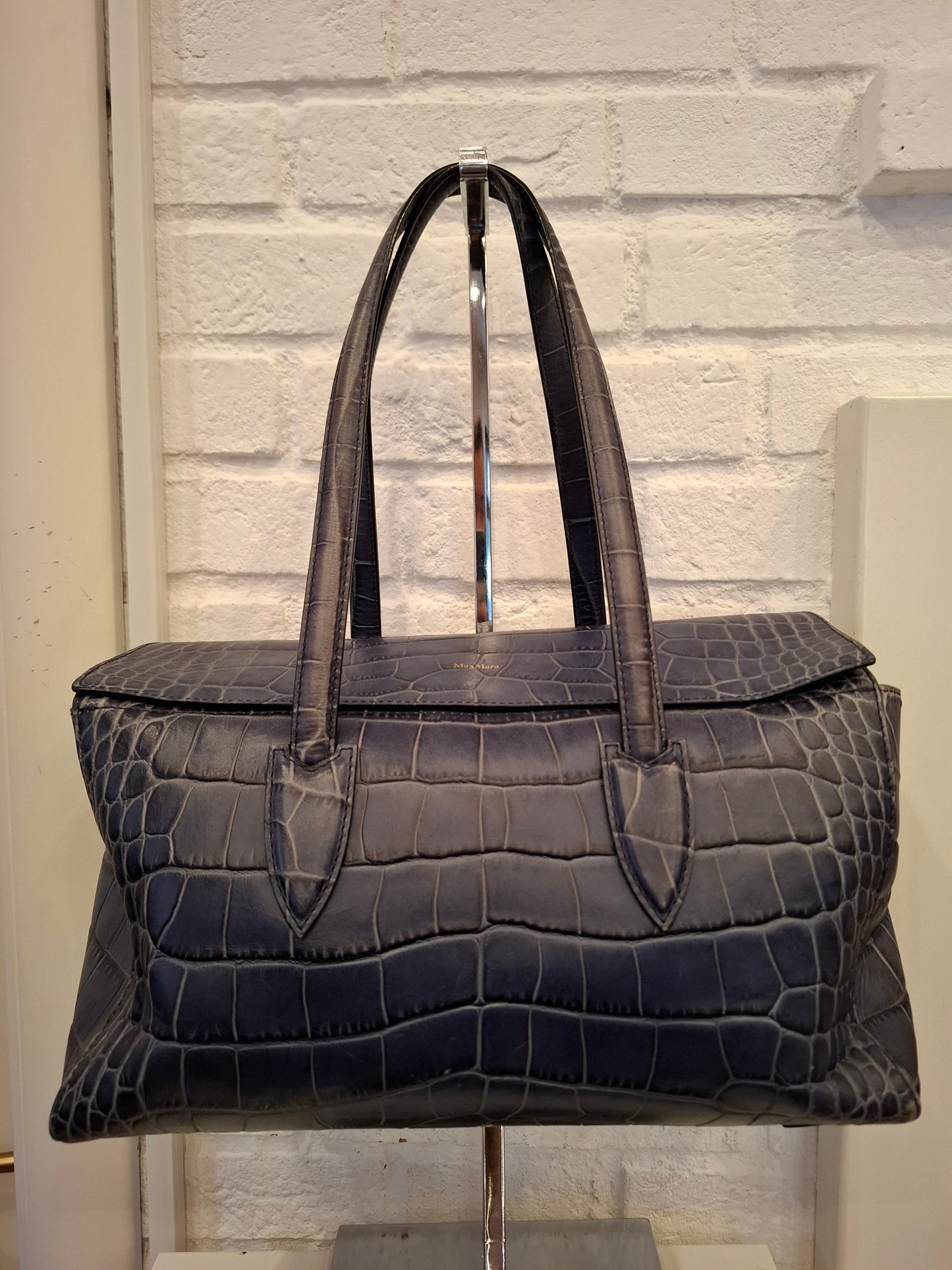 Borsa MaxMara blu stampa cocco