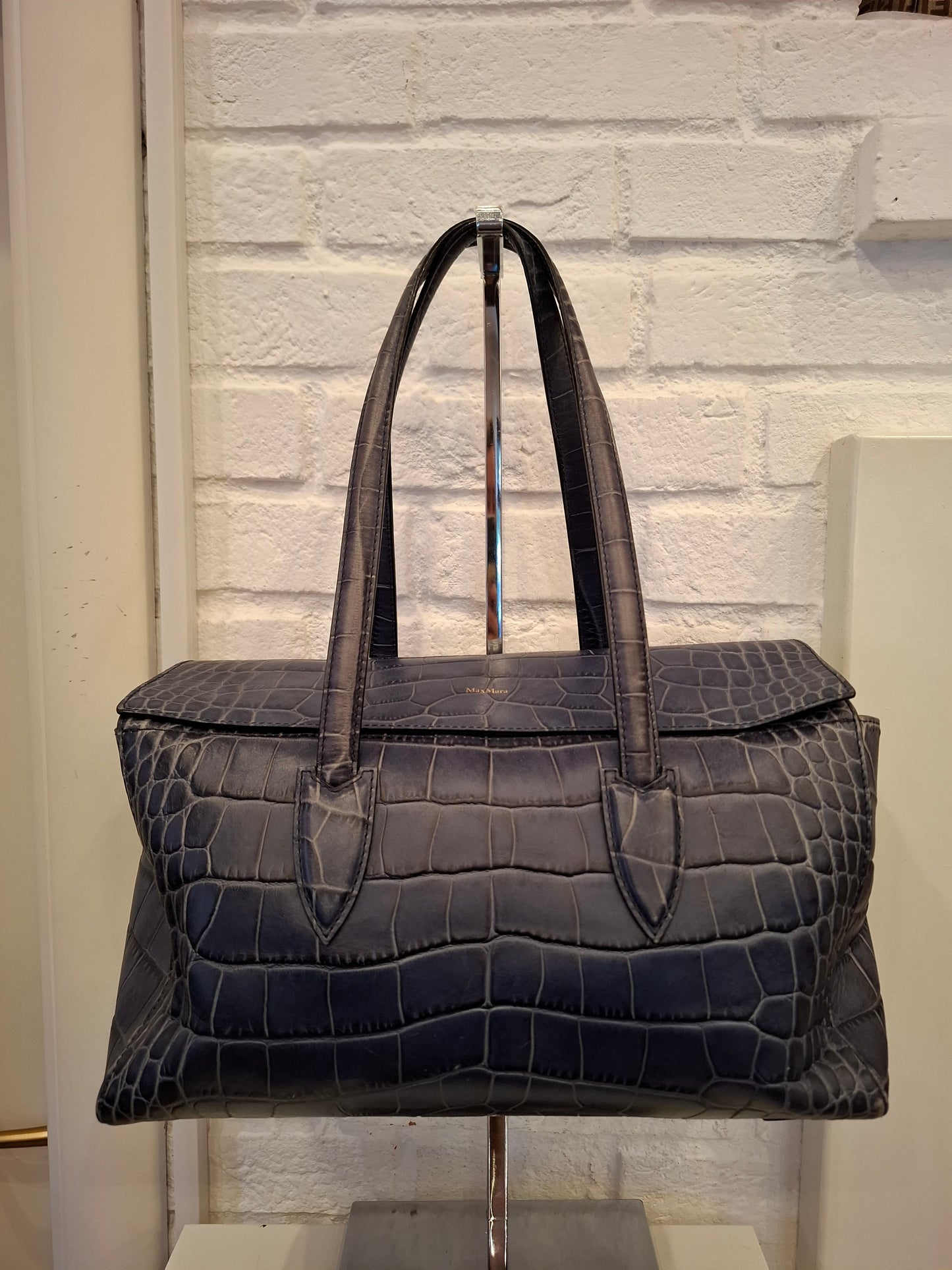 Borsa MaxMara blu stampa cocco