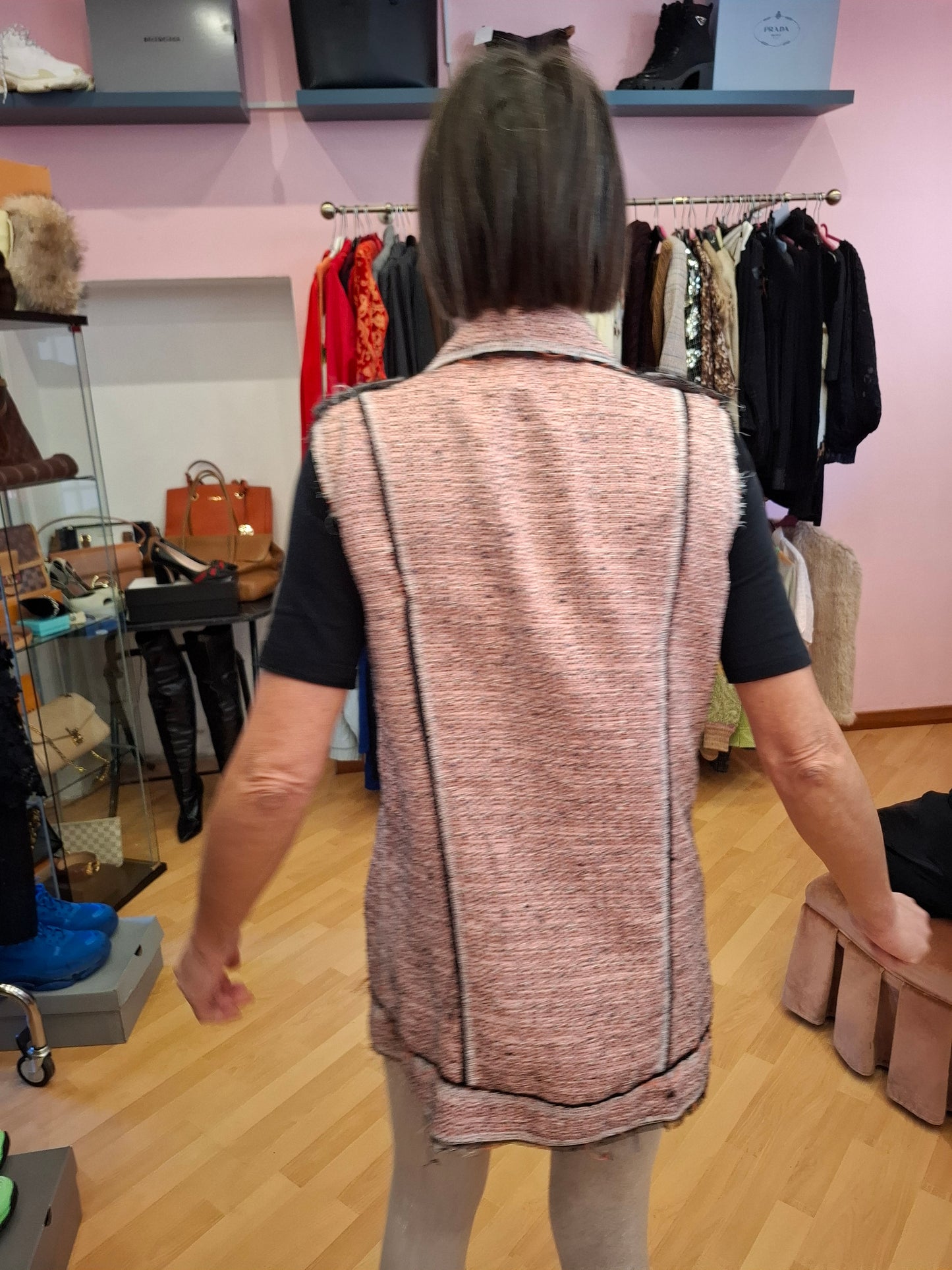 Maxi gilet msgm melange rosa tg42 over