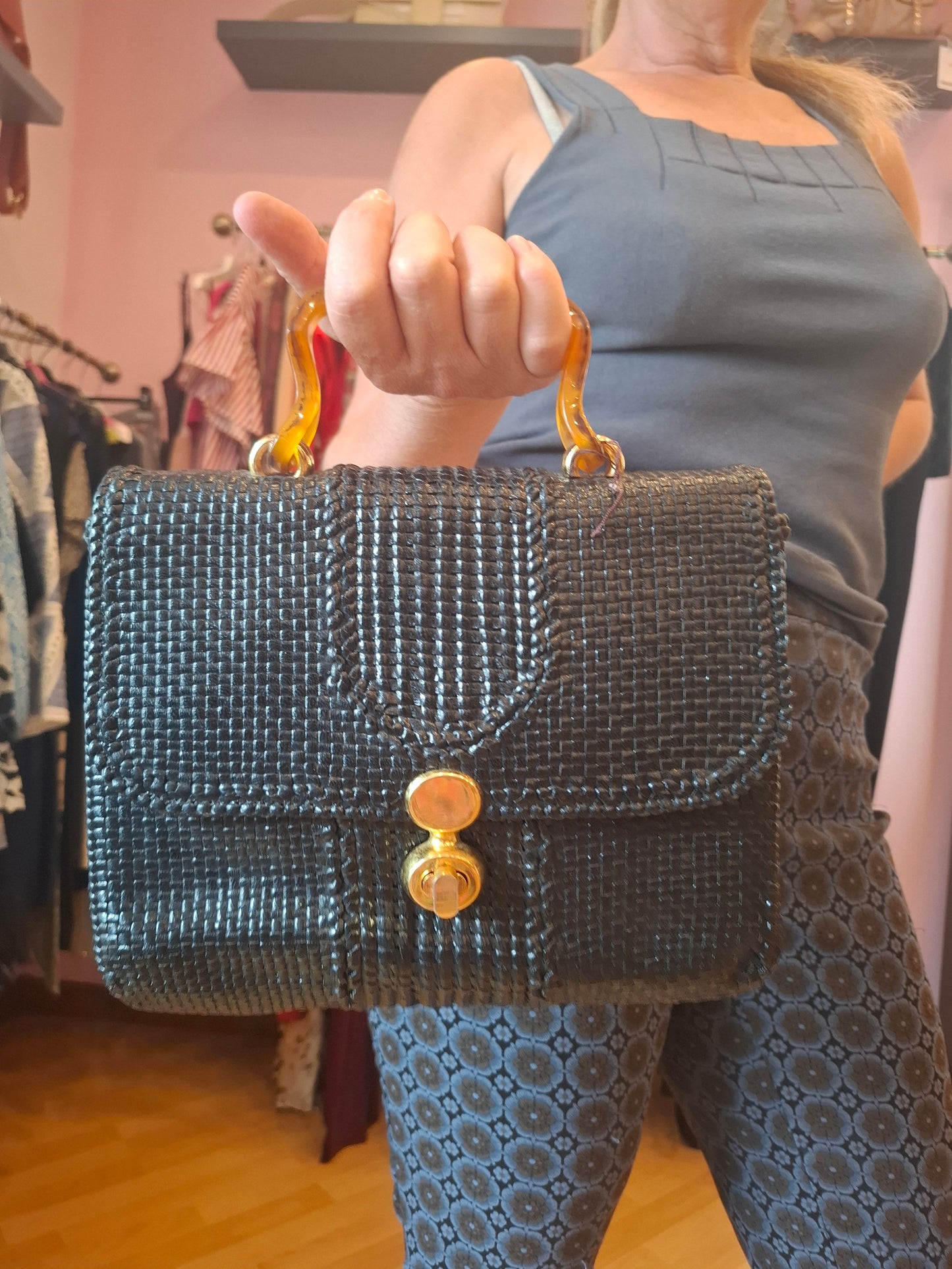 Borsa in pelle intrecciata vintage