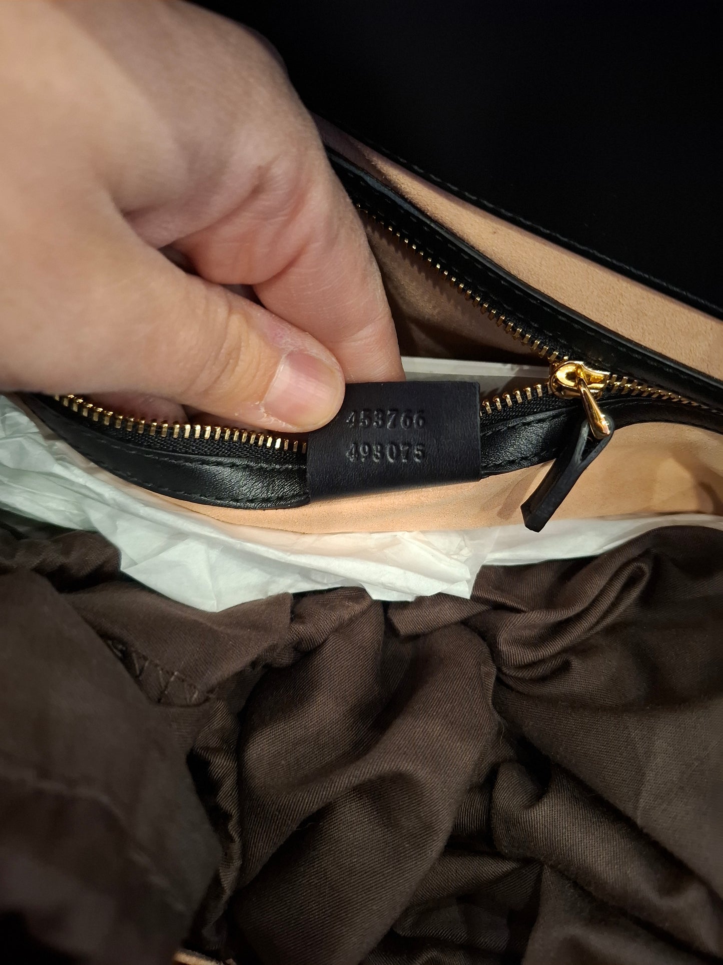 Borsa Gucci pelle nera manici bamboo