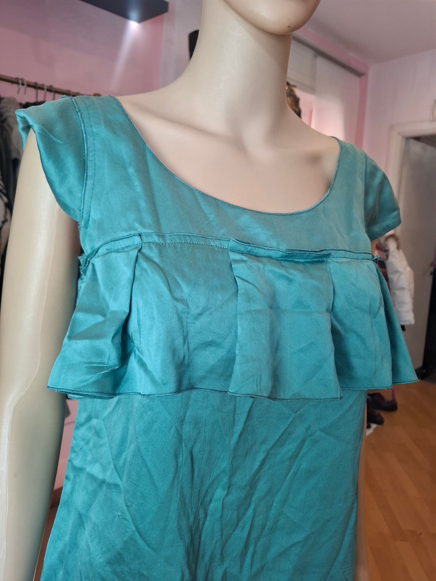 Blusa Miu Miu tg 40 verde pura seta