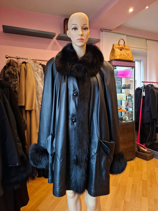 Giacca pelle & volpe tg 44 over