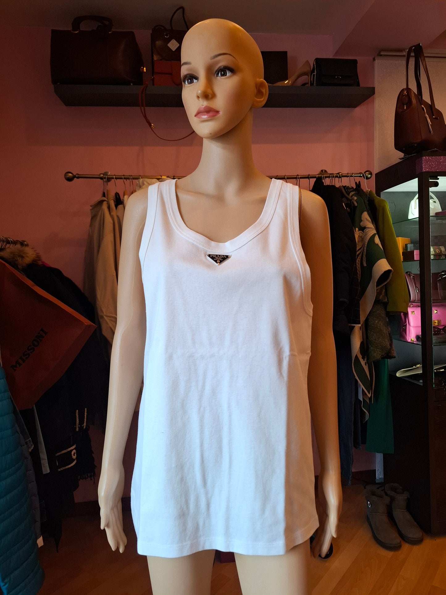 Canotta Prada tg L logo