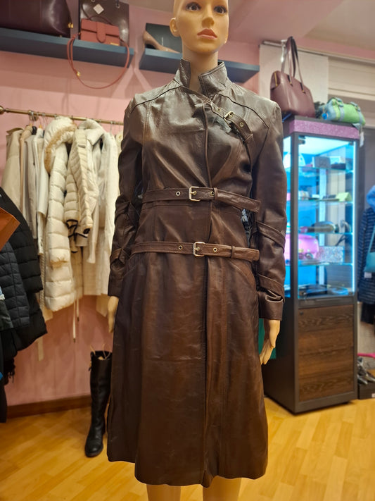 Trench vintage pelle tg S marrone
