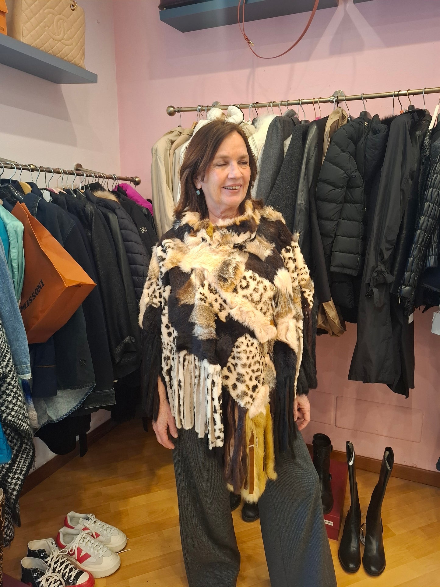 Poncho pelo vero tg U e pelle