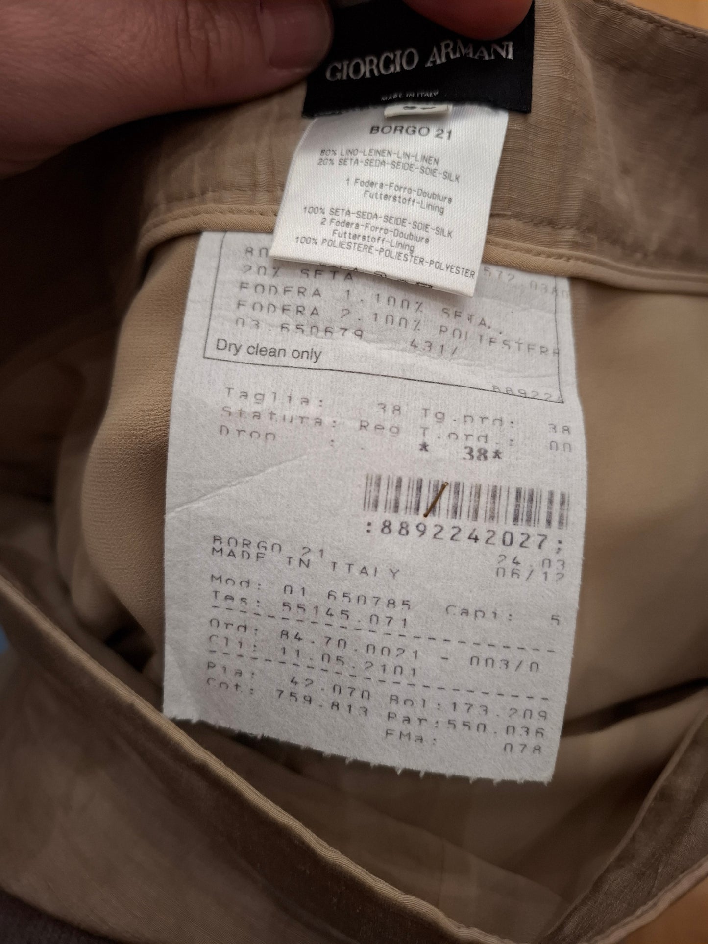 Pantalone Giorgio Armani tg 38 beige