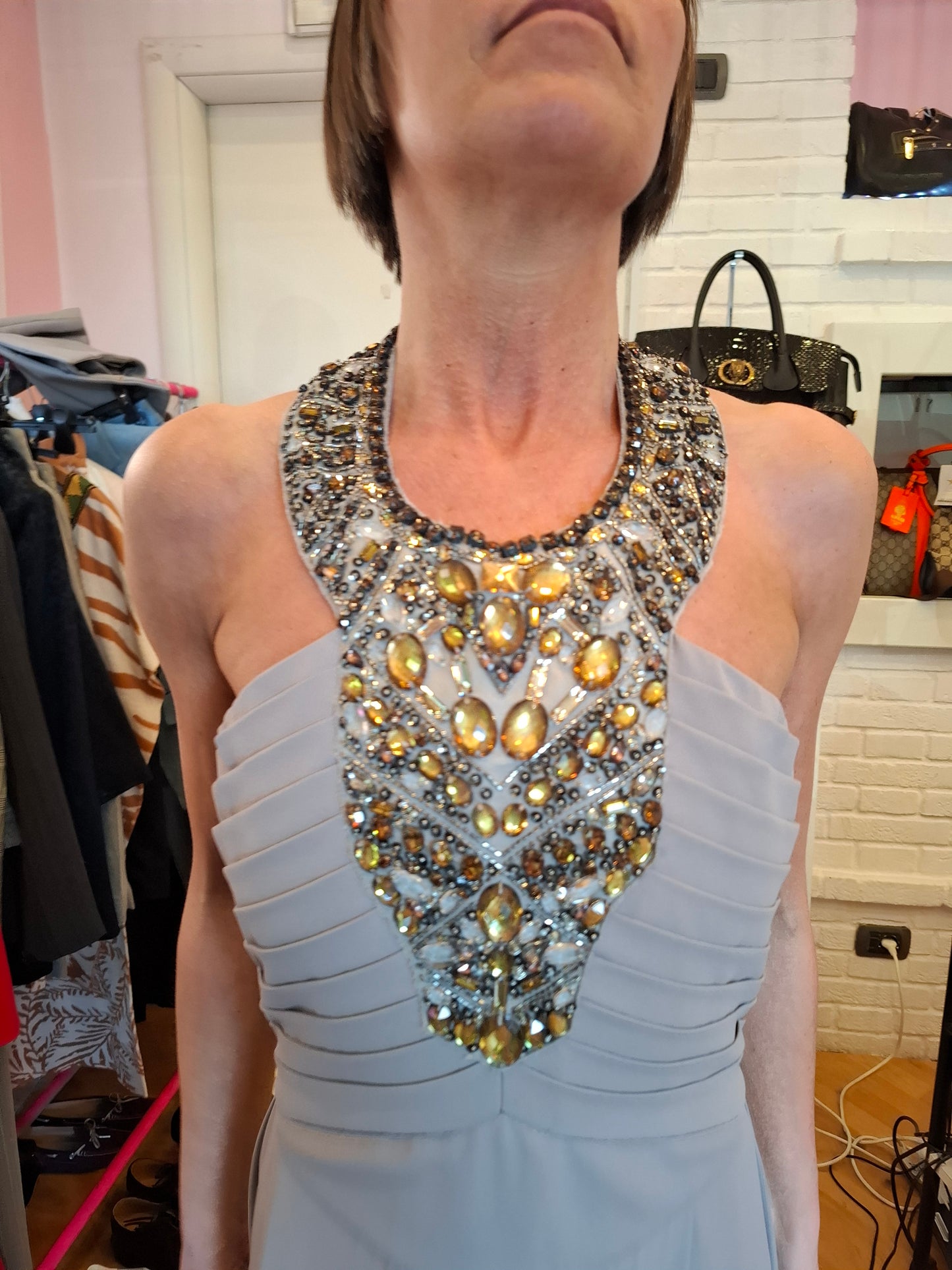 Abito Elisabetta Franchi da cerimonia + blazer abbinato tg 46 ridotta