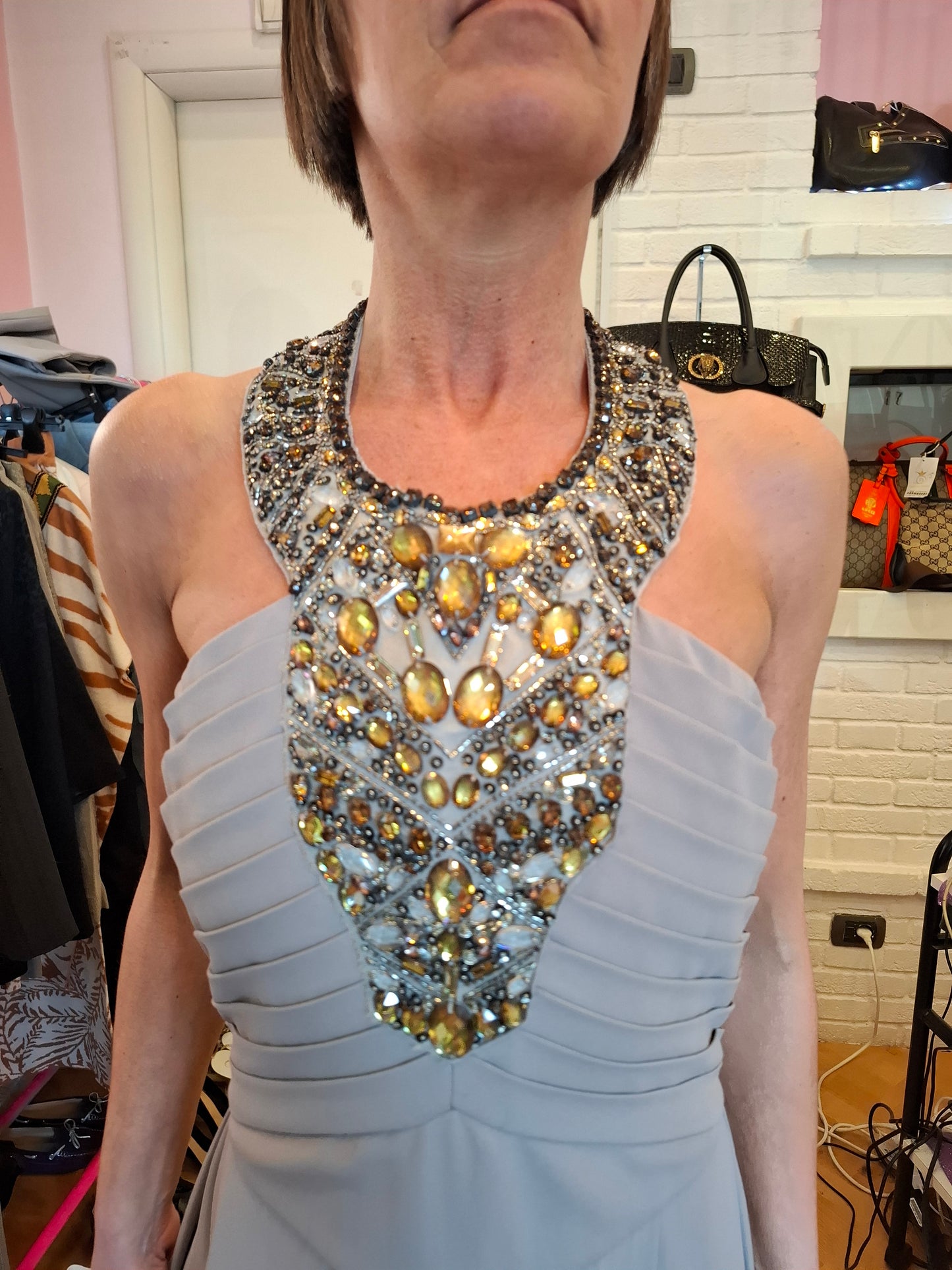 Abito Elisabetta Franchi da cerimonia + blazer abbinato tg 46 ridotta