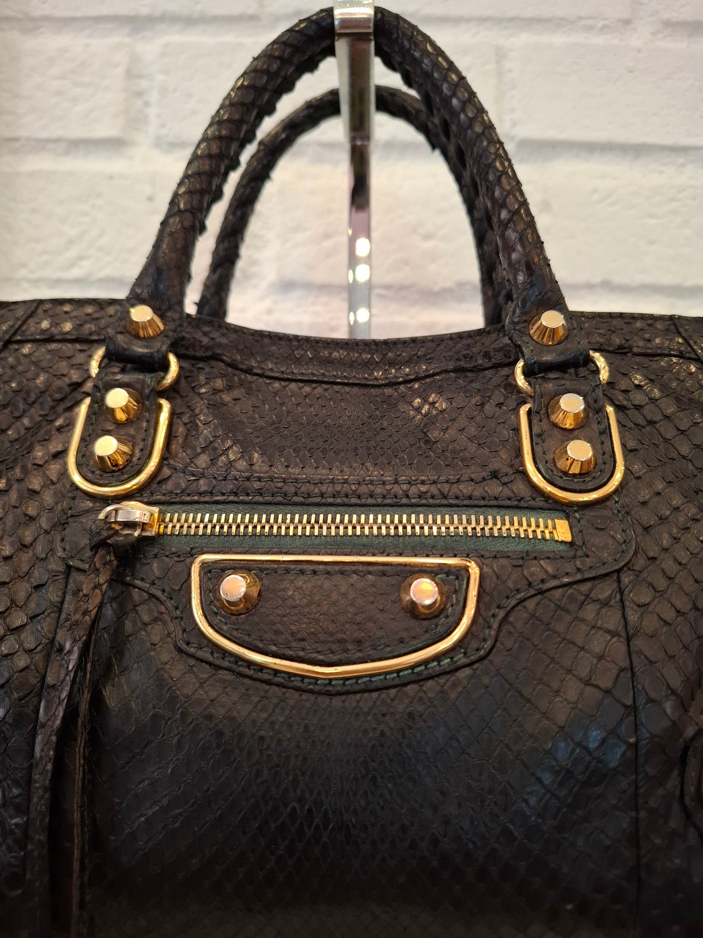 Balenciaga city nera in pitone