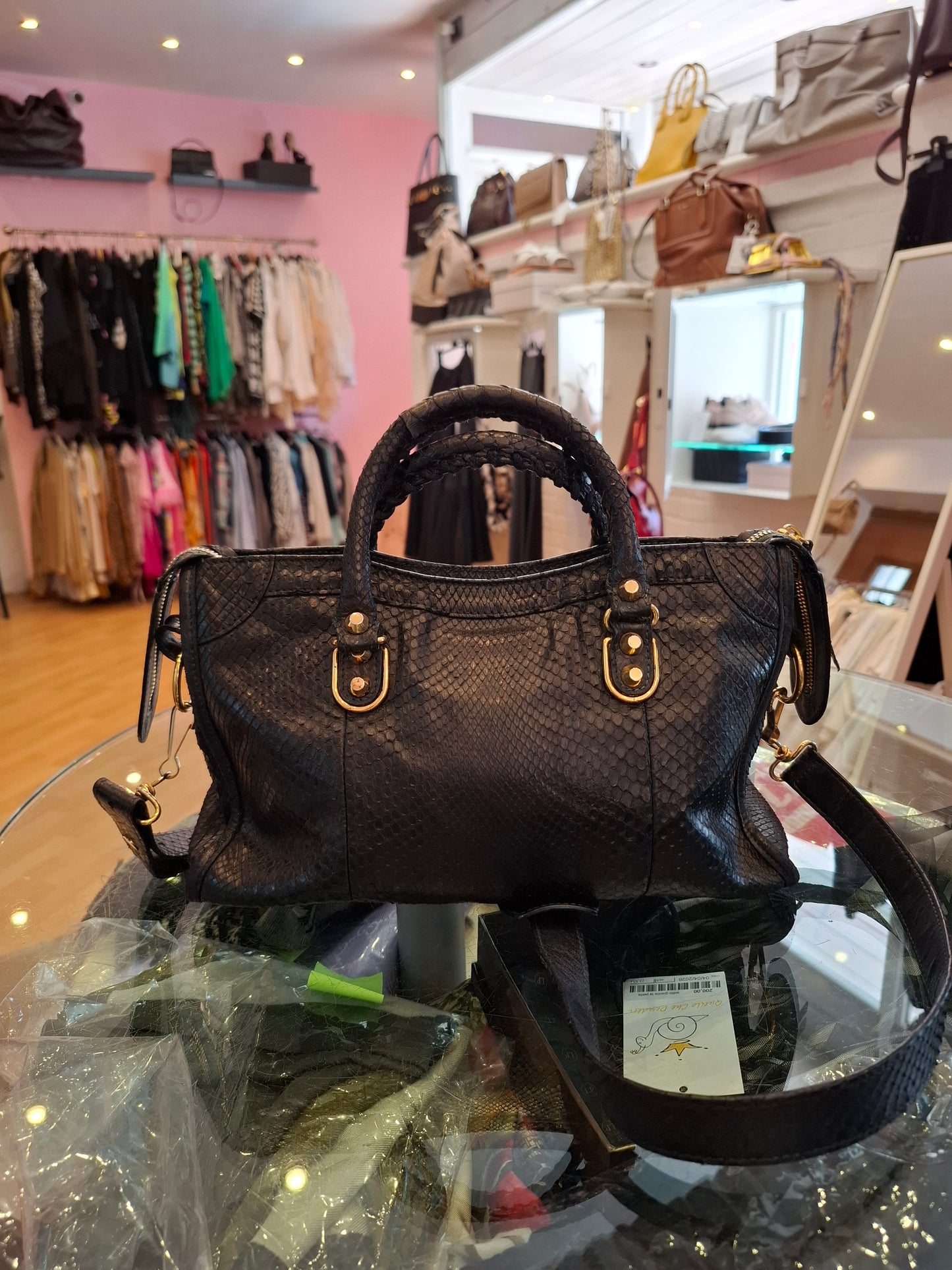 Balenciaga city nera in pitone