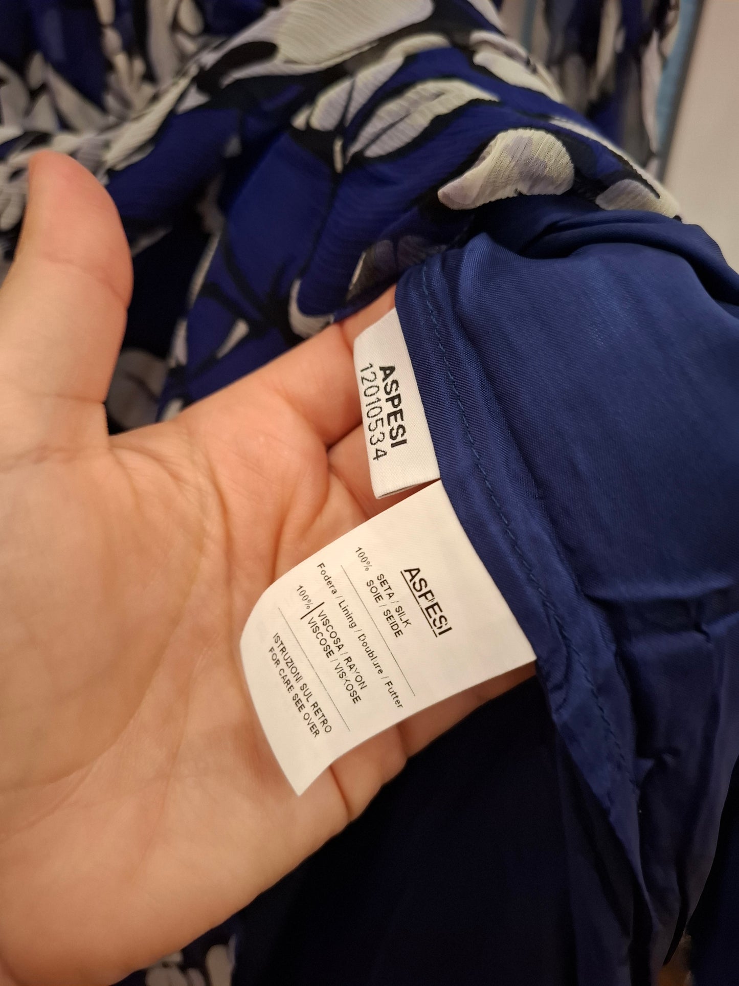 Abito Aspesi in seta fiorato blu tg 42