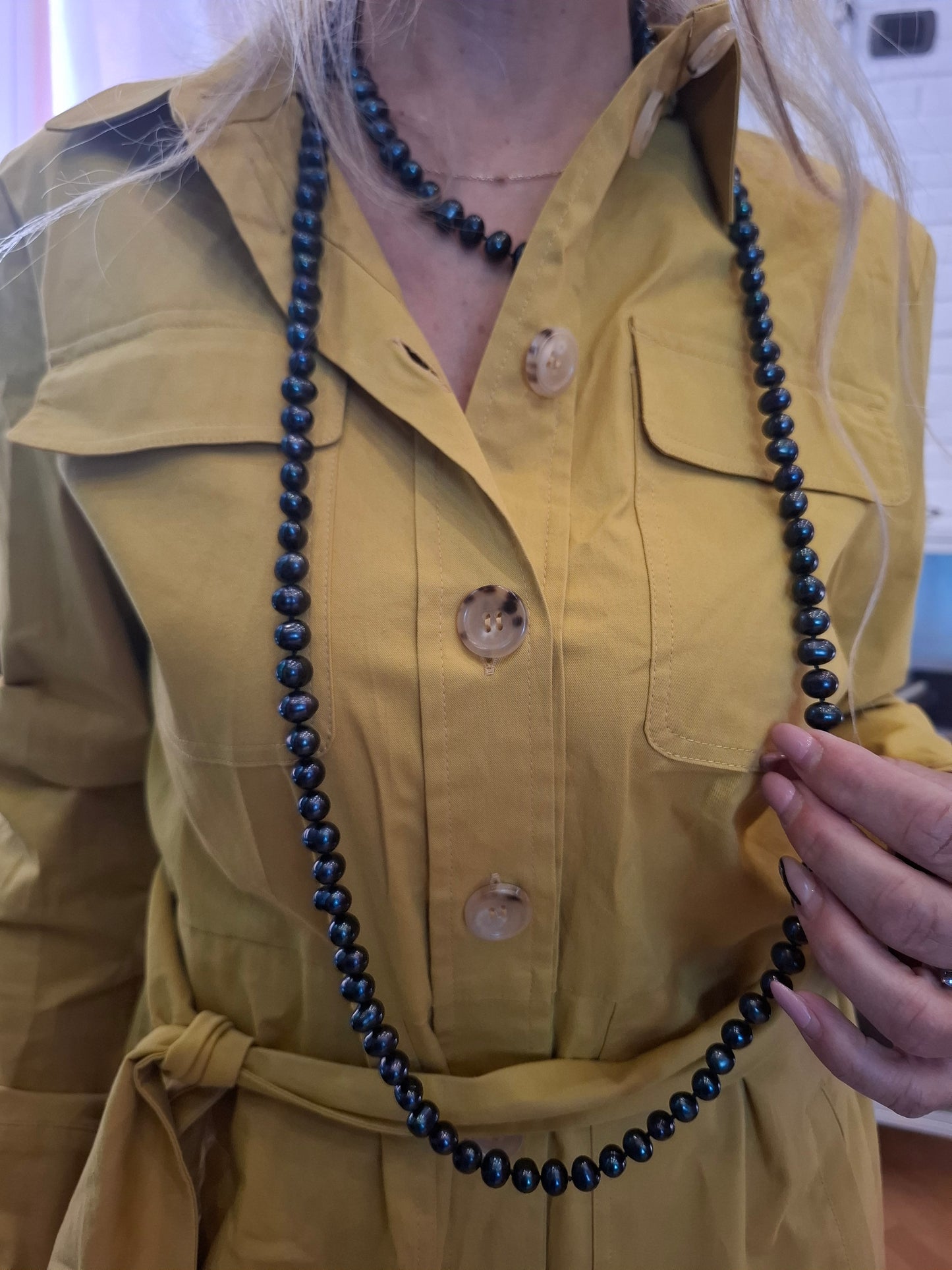 Collana lunga perle nera