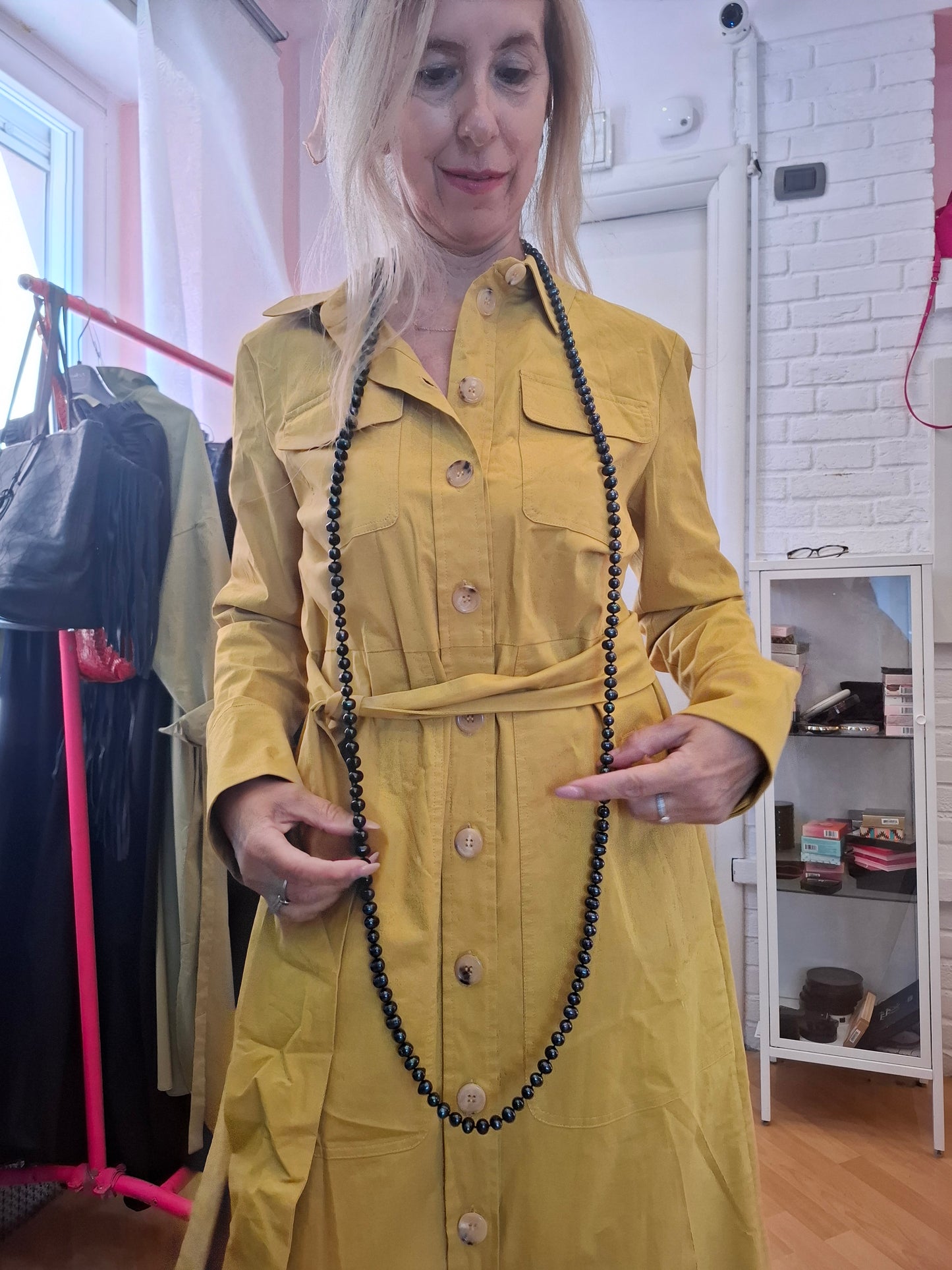 Collana lunga perle nera